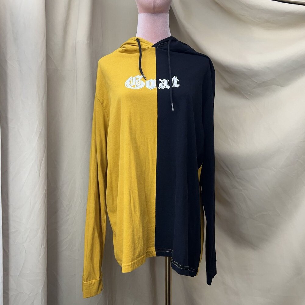 Cactus Man Ricky Singh Black and Mustard “Goat” Longsleeve Hooded Shirt Size XL